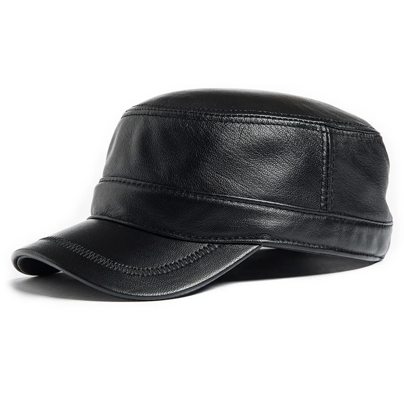 Gorra para personas de mediana edad y mayores, gorras de béisbol de retales de cuero genuino de invierno para hombres, sombreros de cúpula con visera de Golf, letras masculinas