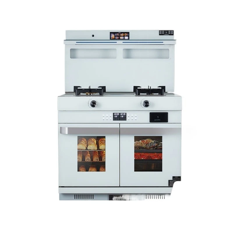 

White integrated stove