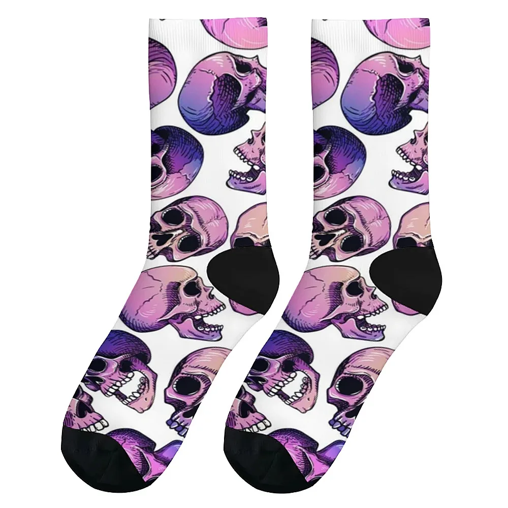 Calcetines de tubo medio novedosos y versátiles con patrón de esqueleto, estilo versátil, transpirables y cálidos, regalo perfecto