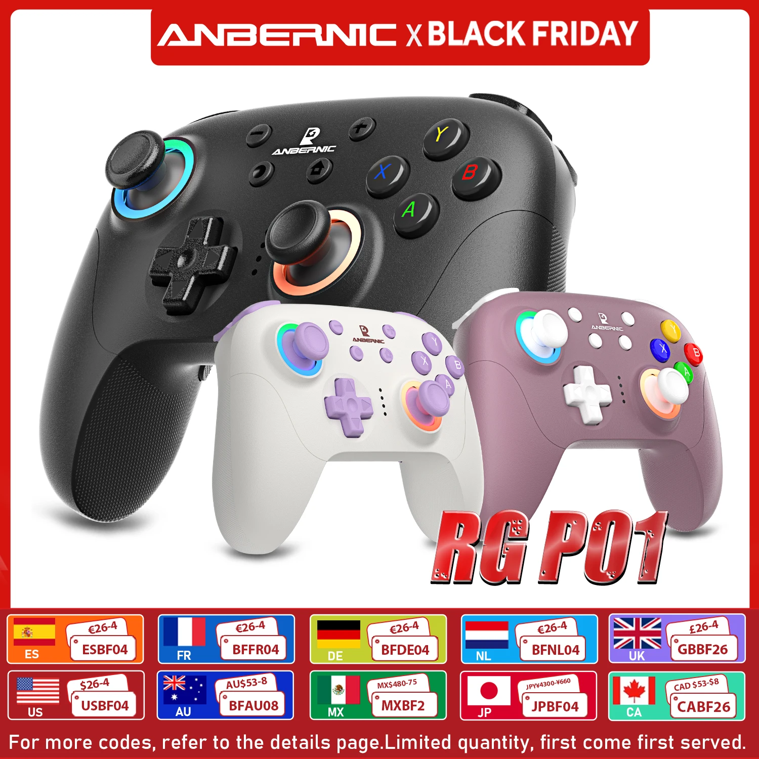 

ANBERNIC RG P01 Bluetooth 5,3/проводной/2,4G беспроводной геймпад, совместимый с коммутатором/ПК/Steam/Android/IOS с джойстиком с эффектом Холла