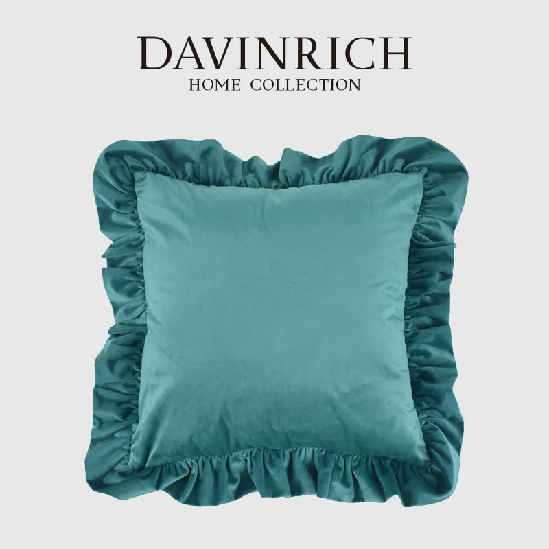 

DAVINRICH Италия Роскошные бархатные наволочки с оборками Виктория Ретро Декоративные Уютные мягкие однотонные наволочки Бирюзово-зеленый