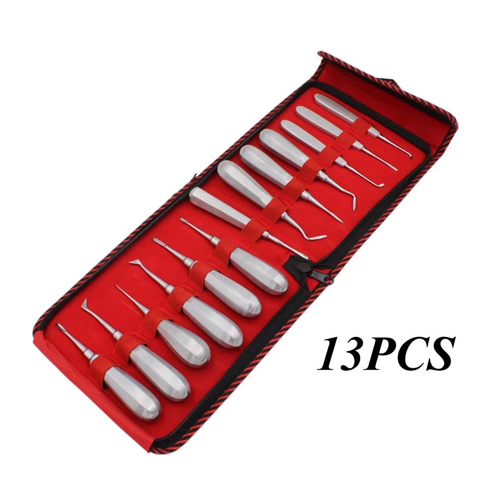 13Pcs Dental Teeth Extraction Forcep set Stainless Steel Elevator & Forceps for Tooth Extraction Root Lift Tools