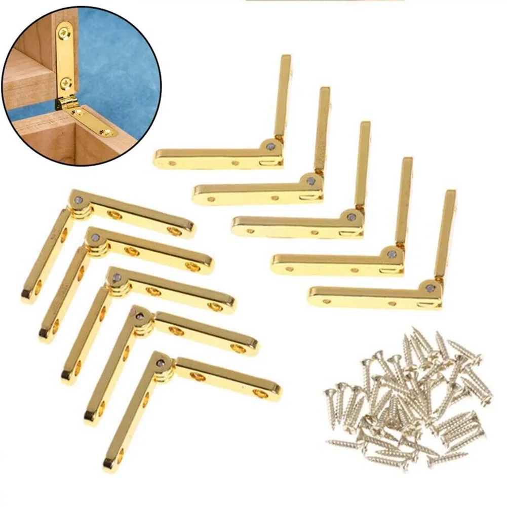 10pcs Wooden Box Hinge Gift Jewelry Case Hinge Wood Box Corner Hardware Bracket Furniture Fittings Folding Support Hinge