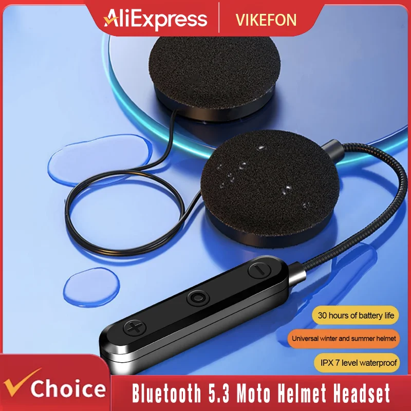 

VIKEFON Bluetooth 5,3 гарнитура для мотошлема, беспроводная громкая связь, стереонаушники, наушники для мотоциклетного шлема, MP3-динамик