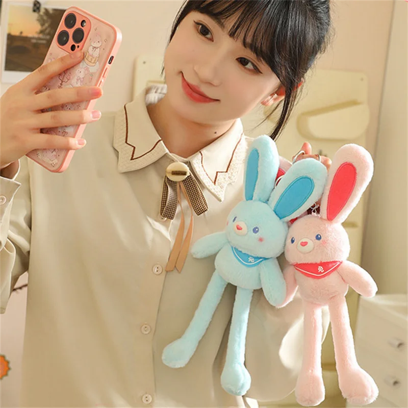 Dopamina Cartoon rozciągliwy królik brelok Kawaii Bunny pluszowe zabawki dla dzieci Charms lalka dla dziewczęcy prezent