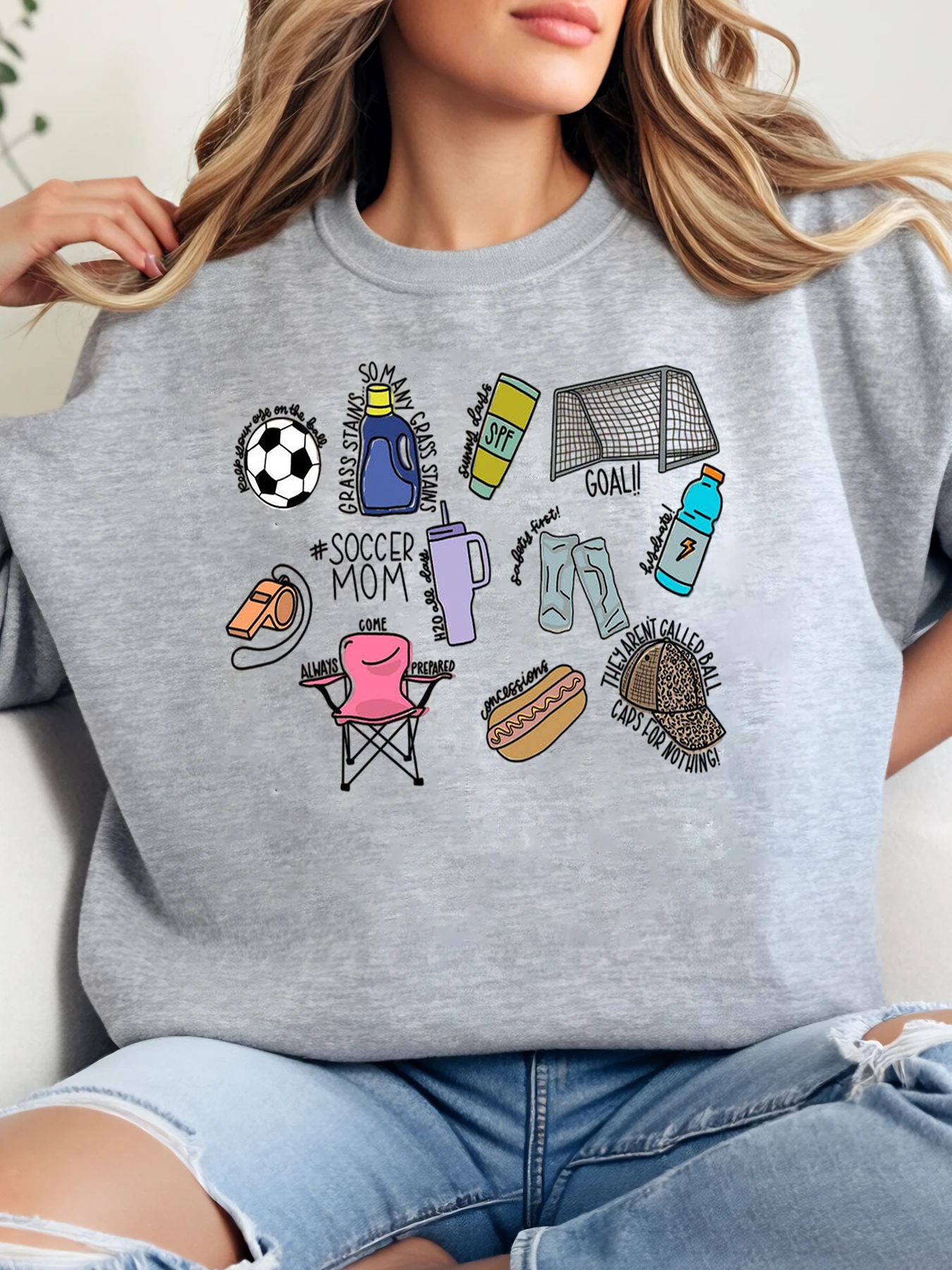 

Толстовка с круглым вырезом на тему футбольной мамы и графическим принтом, повседневная одежда на день матери, женская повседневная одежда больших размеров
