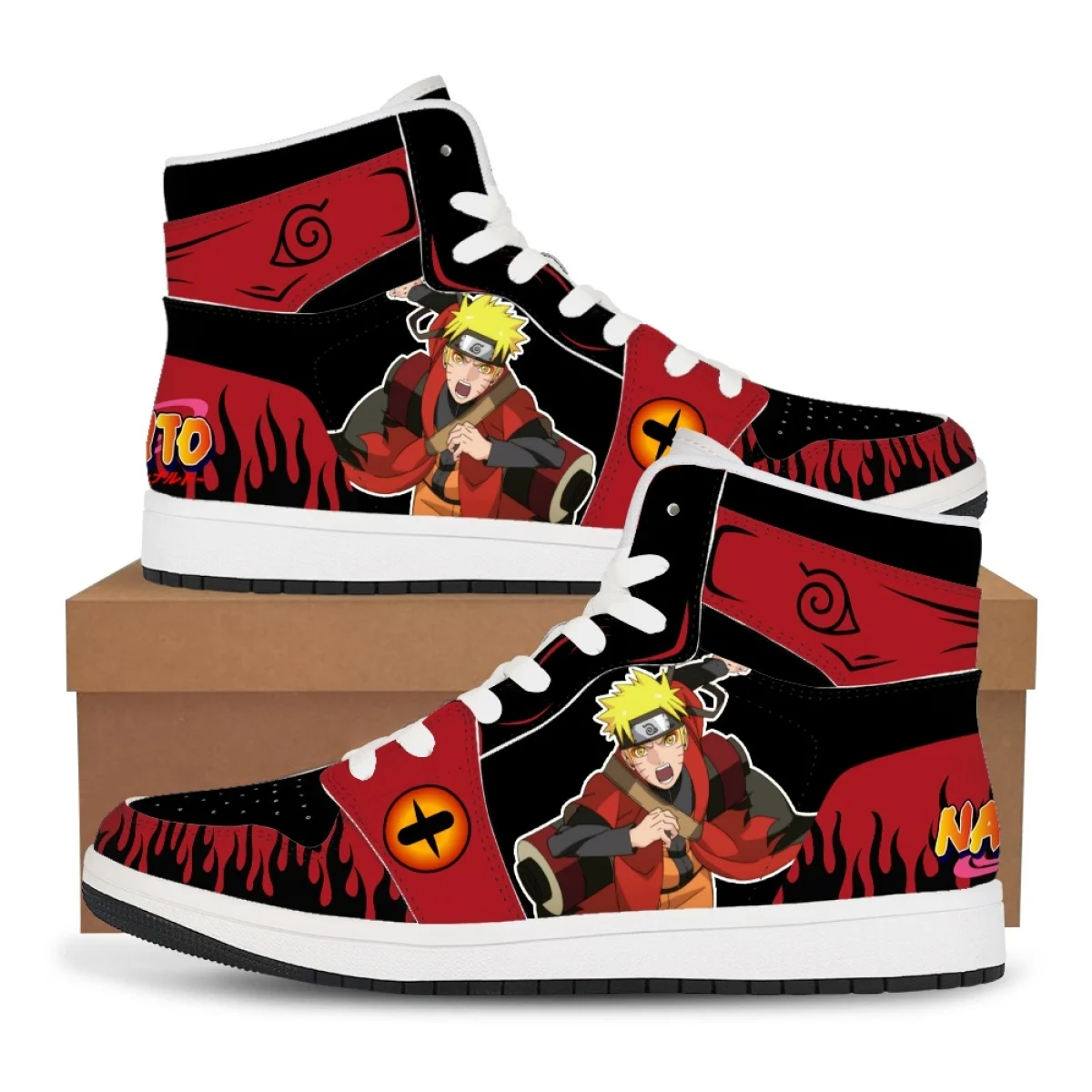 

Баскетбольные кроссовки с мультяшным принтом Наруто, повседневные кроссовки с принтом Хатаке Какаши, Учиха Саске, большие размеры, плоская подошва, подарок на день рождения