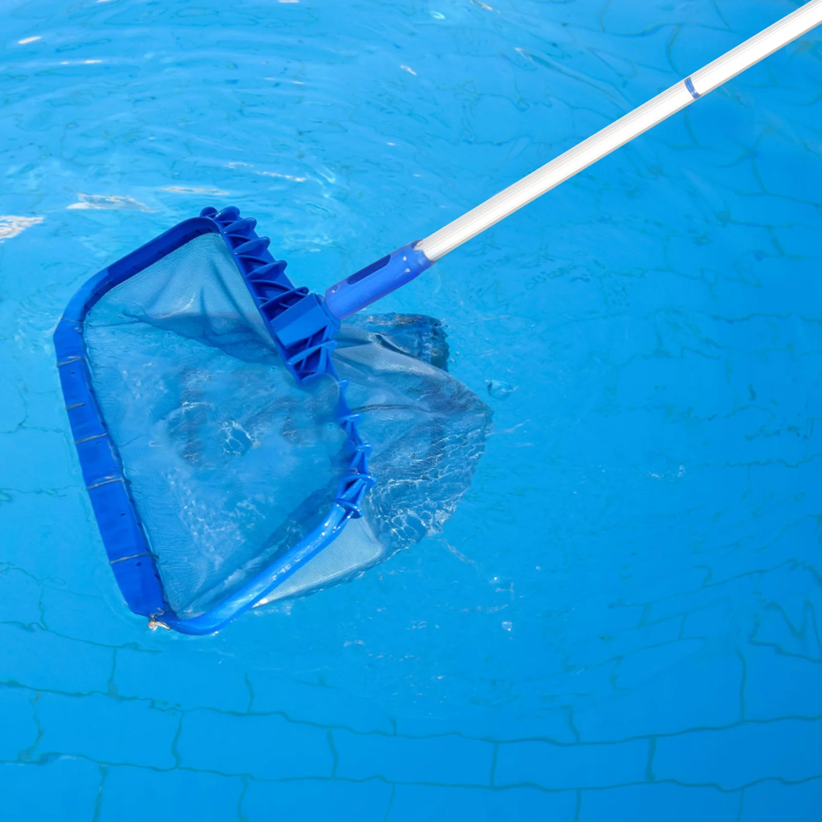 

1Set Pool Skimmer Pole Reinforced PP Material Plastic Wrapped End Adjustable Lightweight Extendable Telescopic Rod Fish Basket