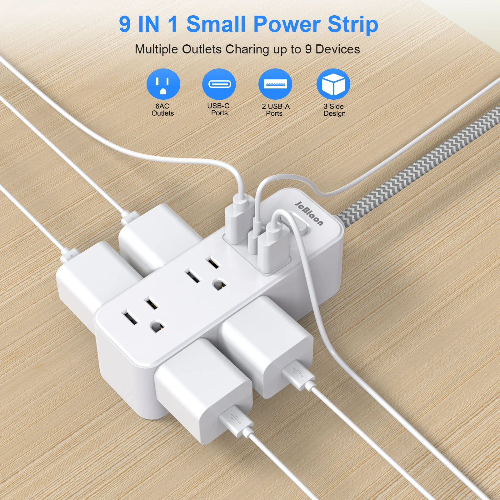 US Plug Multitap Power Strip AC Outlet 1.5m Braided Cable Electrical Socket Smart USB Home Office Surge Protector Network Filter