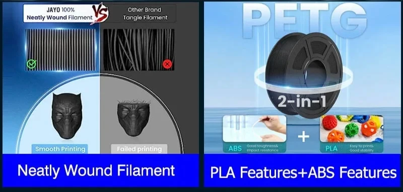 JAYO PETG 3D-Drucker-Filament, 1 Rolle/1,1 kg, 1,75 mm, umweltfreundliches Material für 3D-Stifte und -Drucker, 100 % blasenfrei, ideal als DIY-Geschenk. – Detail 6