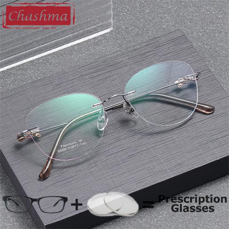 

Women Rimless Myopia Glasses Multifocal Eyeglasses Optical Prescription Recipe Lenses Reading Glasses Anti Reflective Lens