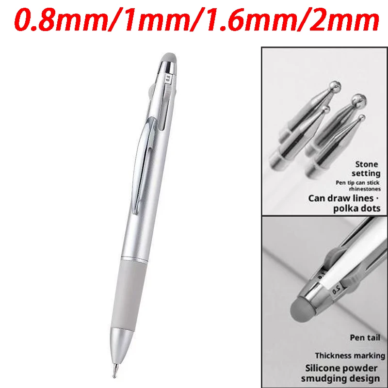 Bolígrafo para punteado de uñas 4 en 1, 0,8/1,0/1,6/2,0mm, herramientas para punteado de decoración de uñas en bolígrafo, diseño de punta para decoración de uñas, Kit de manicura con pintura de puntos