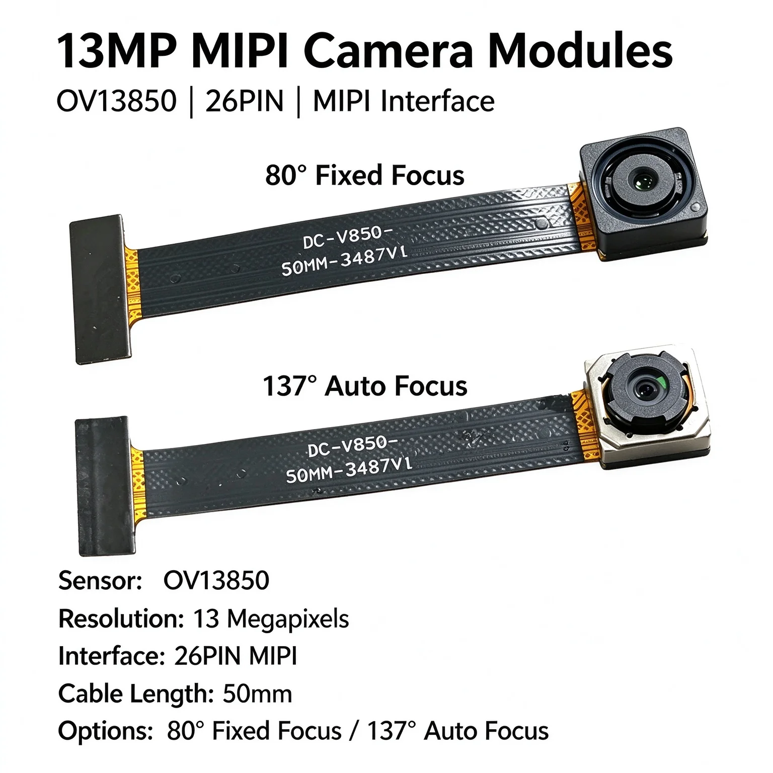 13MP OV13850 Camera Module MIPI Interface for Rockchip RK3399 RK3568 RK3588 Development Board