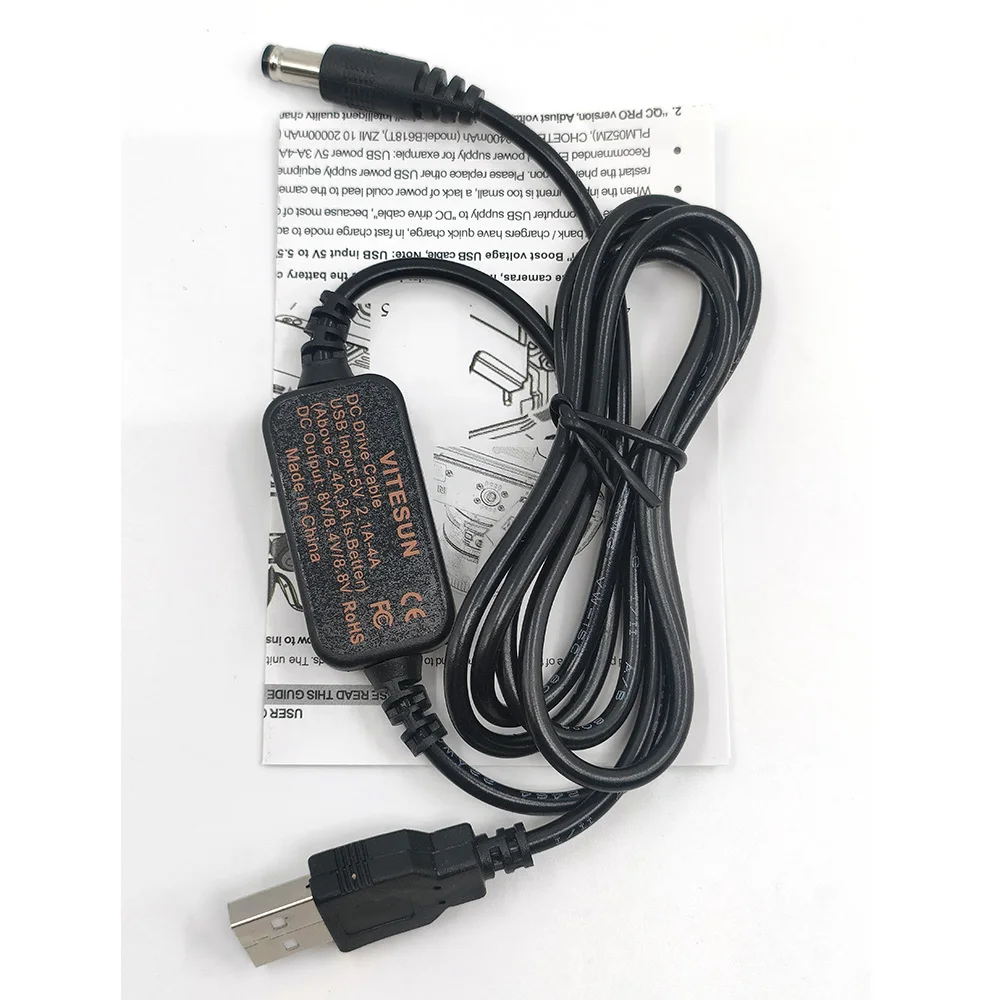 Mobile Power USB Cable Fits AC PW20 NP FW50 DR-E18 Fake Battery for Canon Kiss X8i 8000D Rebel SL2 Sony Alpha A6000 A6300 A7 II
