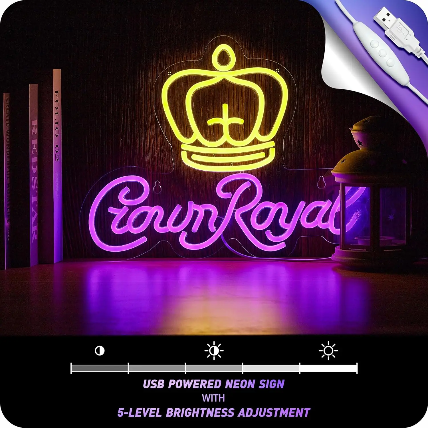 Enseigne au néon pour la décoration murale de la bière Crown, lumière LED, signes pour homme, diversification, sport, bar, pub, fête, club, whisky, lampe au néon