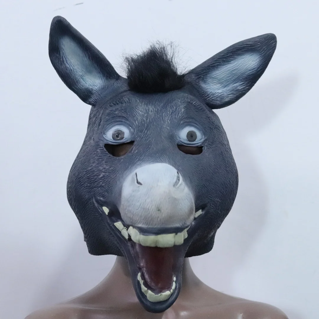 Realistic Donkey Head Mask For Man Funny  Animal Headgear For Halloween Farm Theme Cosplay Carnival Costume Props - view 5