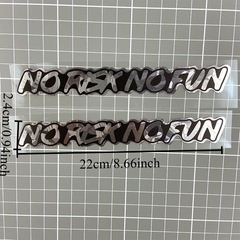 No Risk No Fun Motorcycle Helmet Stickers Waterproof PVC for Motorbike Fuel Tank Bicycle Top Tube Helmet Lenses Vinyl Decals