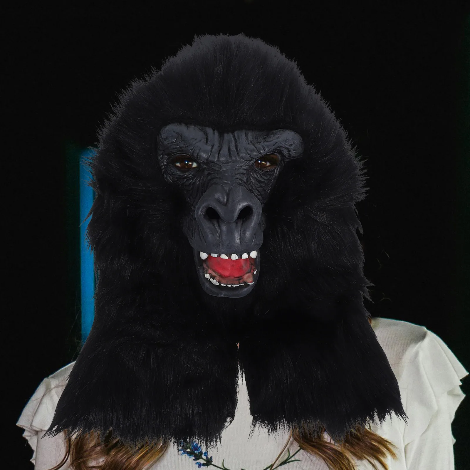 قناع رأس الغوريلا ملحق زي الهالوين لموضوع الكرنفال قناع ديكور الدعامة التأثيرية #4