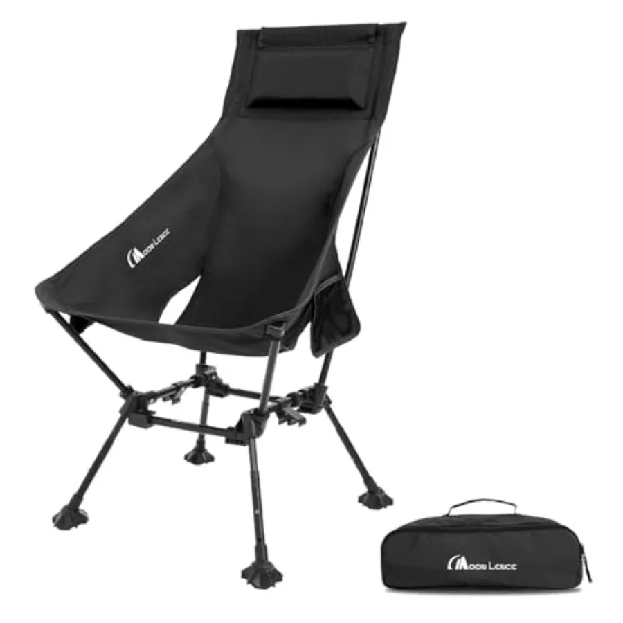 

High Back Folding Camping Chairs for Beach Use Aluminum Alloy Frame Black Height-Adjustable with Widened Seat and Anti-Sinking