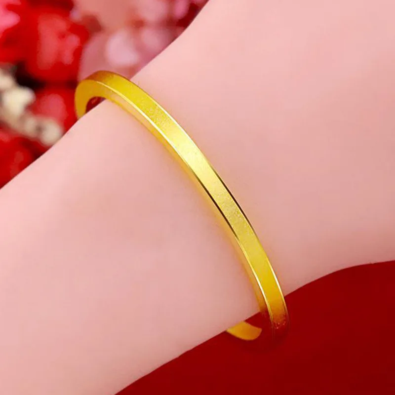 24k ouro quatro quadrado pulseira herança para as mulheres, simples pulseira, jóias de luxo, qualidade premium, AU750