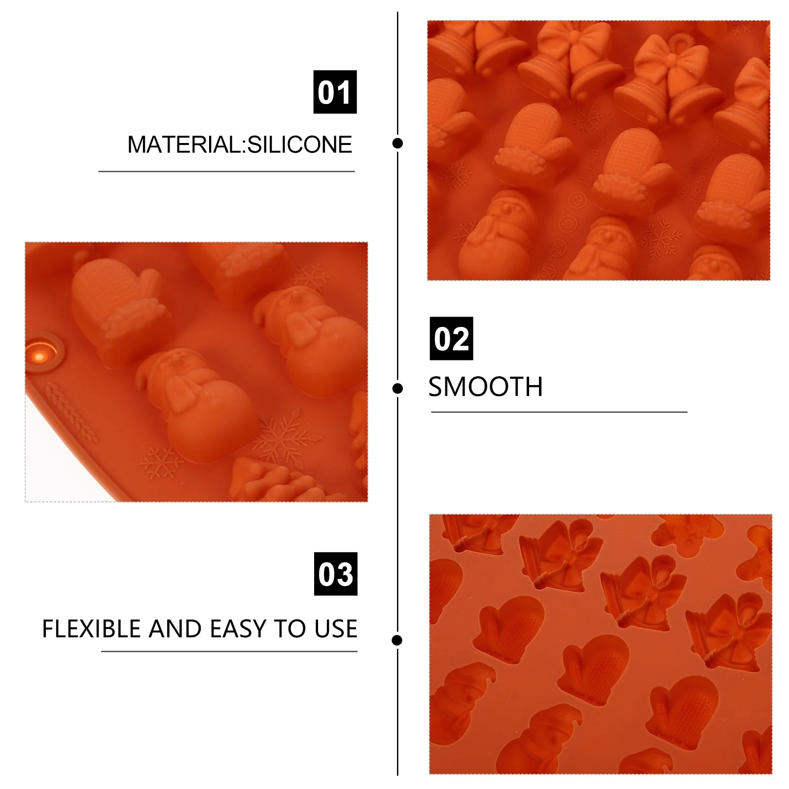 2 Stuks Siliconen DIY Chocolade Snoep Schimmel Flexibele Kerst Bakken Tool voor Leuke Jelly Fondant Gebak Kerst Siliconen Mal