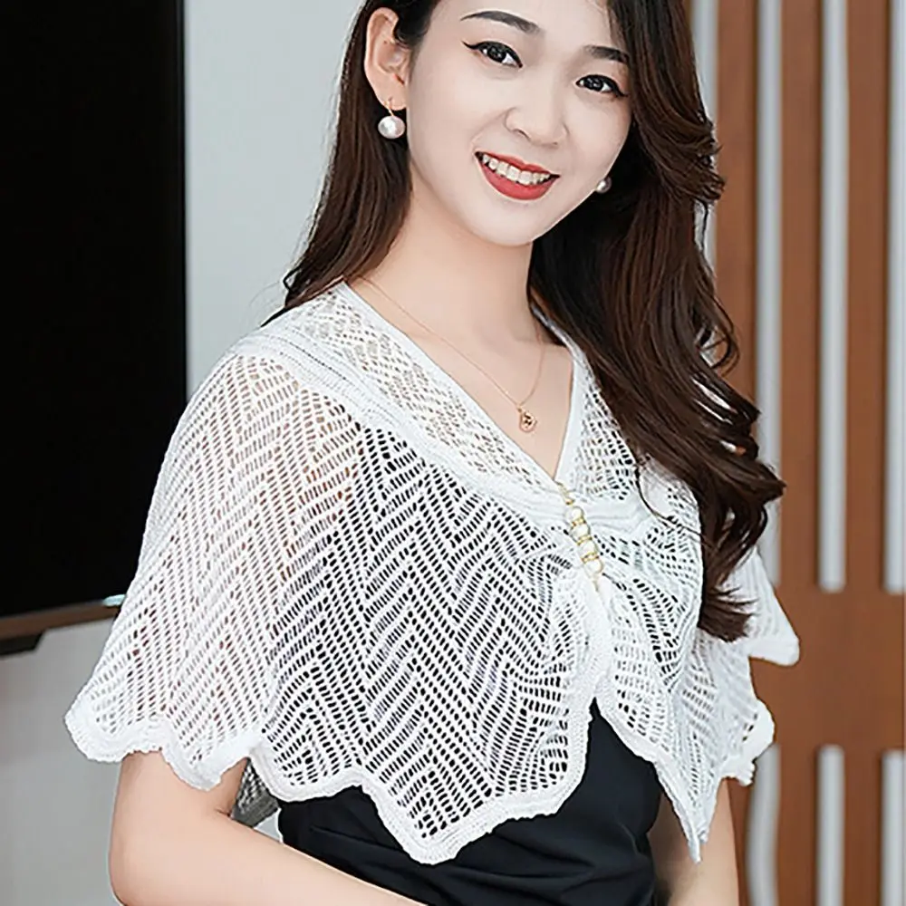 Chaqueta fina de encaje chal de punto Multicolor chal corto de tul transpirable Tops para mujer