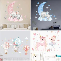 Cartoon balloon decoration sticker for kids room bedroom kindergarten wallpaper Pink Moon Little Elephant fox wall sticker