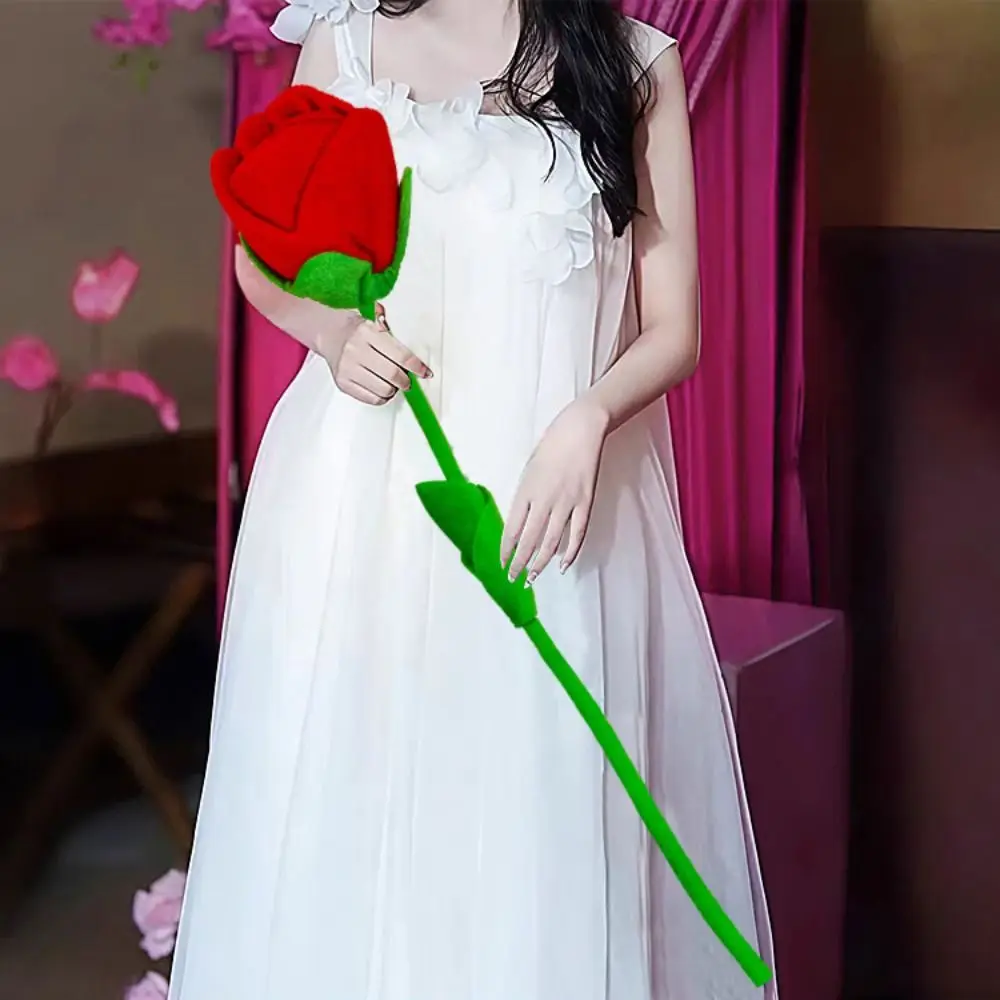 

2Pcs Romantic Fabric Rose Bouquets Red Bendable Stems Soft Exquisite 35/45/65CM Bridal Bouquet Home Decoration