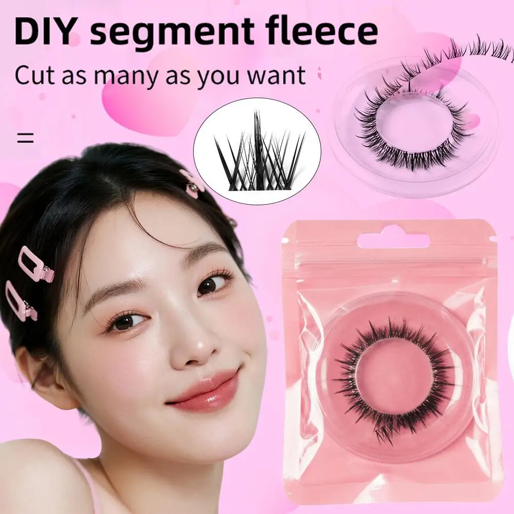 Ciglia finte segmentate fai-da-te Linea intera trasparente Ciglia auto-greentate Arricciatura naturale Ciglia spesse e soffici