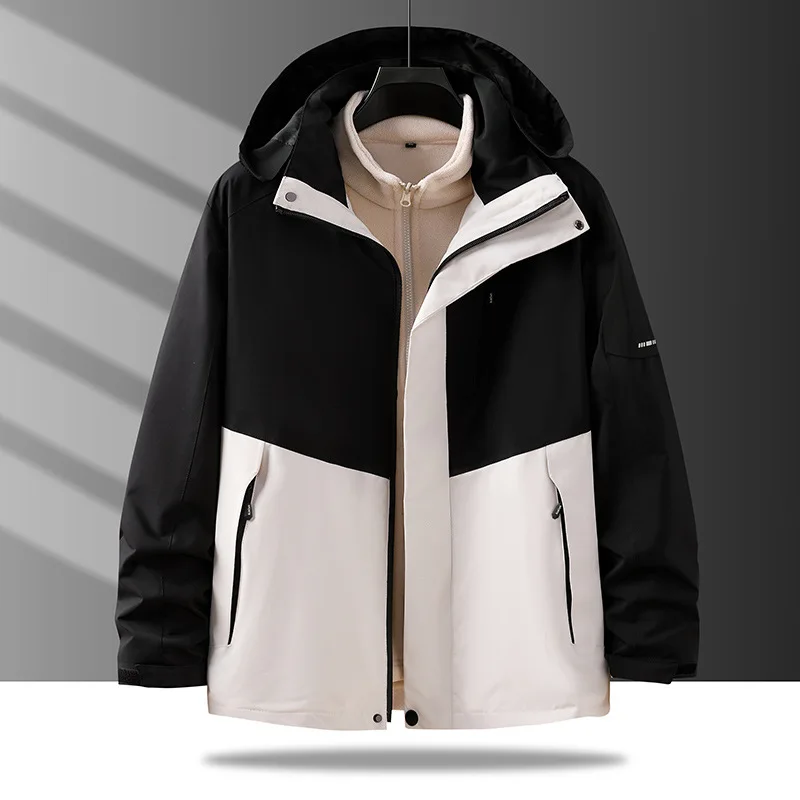 New Arrival Suepr Large Winter Men's Stand Up Collar Hooded Detachable Padded Jacket Two-piece Set Plus Size S-5XL 6XL 7XL 8XL