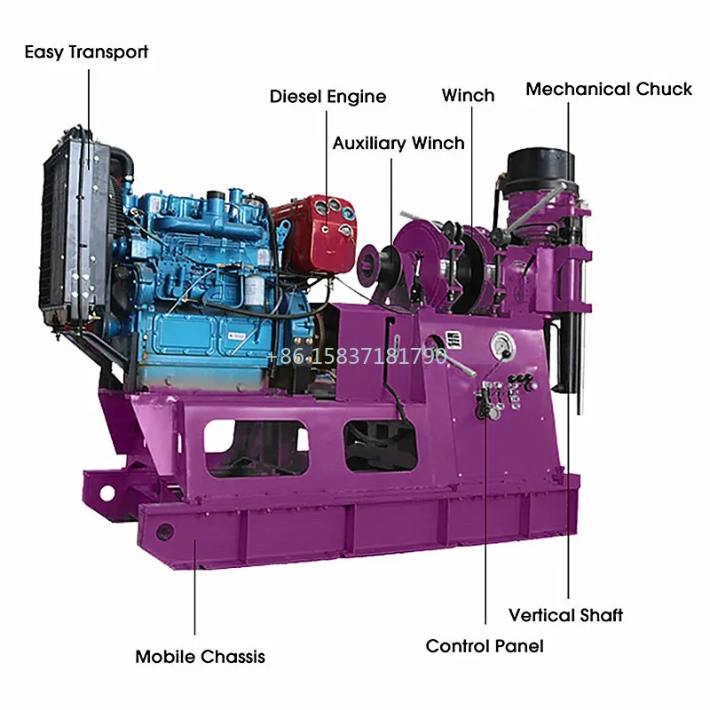 China Core Drilling Rig Machine 100 Meter Water Well Drill Rig 200meter 300m Depth Mining Exploration Sample Core Drilling Rig