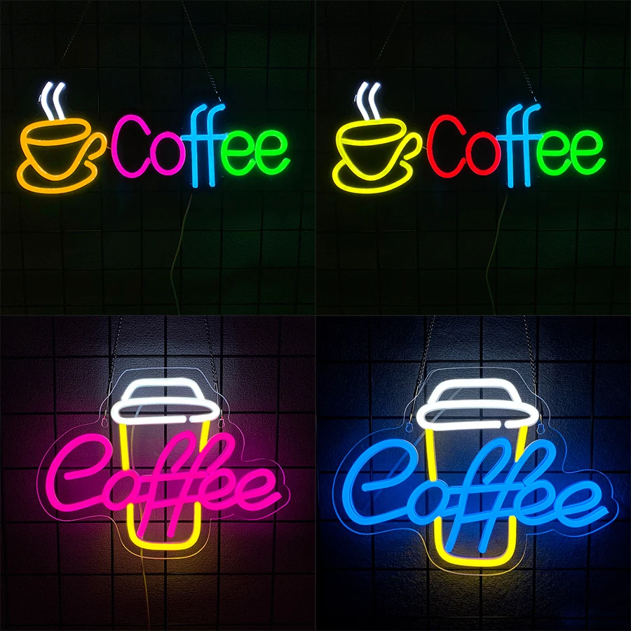 Coffee Led Neon Sign, Coffee Cup Icon Business Signboard, Coffee Shop, Restaurant, Station Store Decor, Coffee Lovers' Gifts.