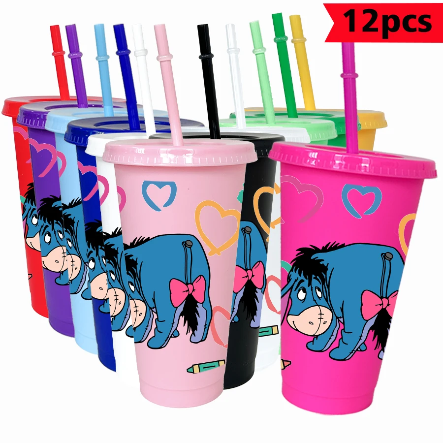 

12 шт./упак. Disney Io Love Print 26 унций красочный пластиковый стакан для дня рождения, посуда для напитков, чашка для сока, кофе