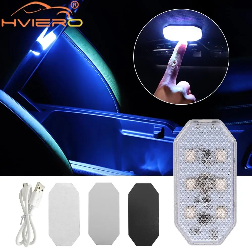 Car Interior LED Touch Light Auto Roof Ceiling Signal Dome Reading Lamp Styling Night Mini USB Emergency Charging 5V Decoration