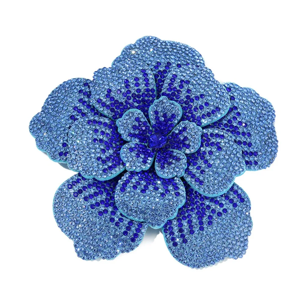 Three-dimensional Camellia Rhinestone Flower Patches