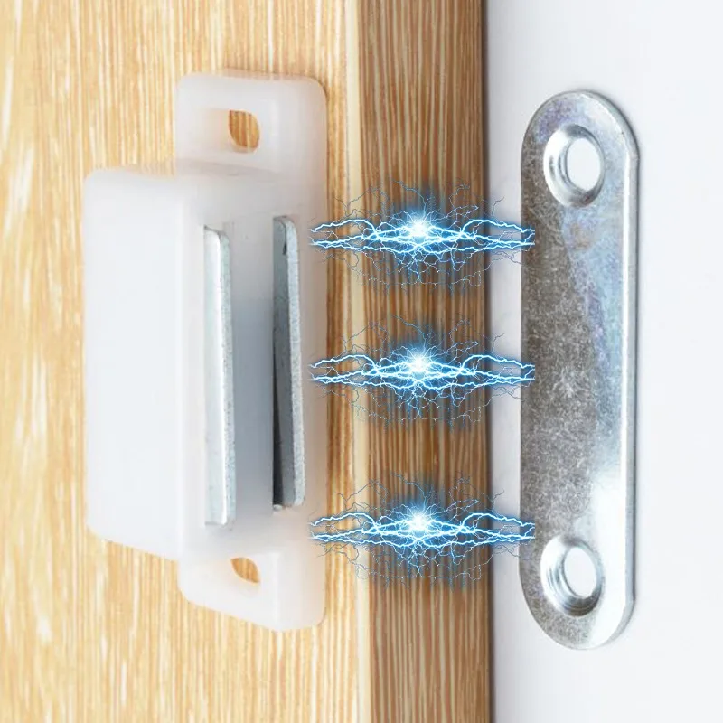 5-10set Magnetic Furniture Cabinet Locks Latch with Screws Door Cupboard Closer Hardware Plastic Strong Powerful Locking