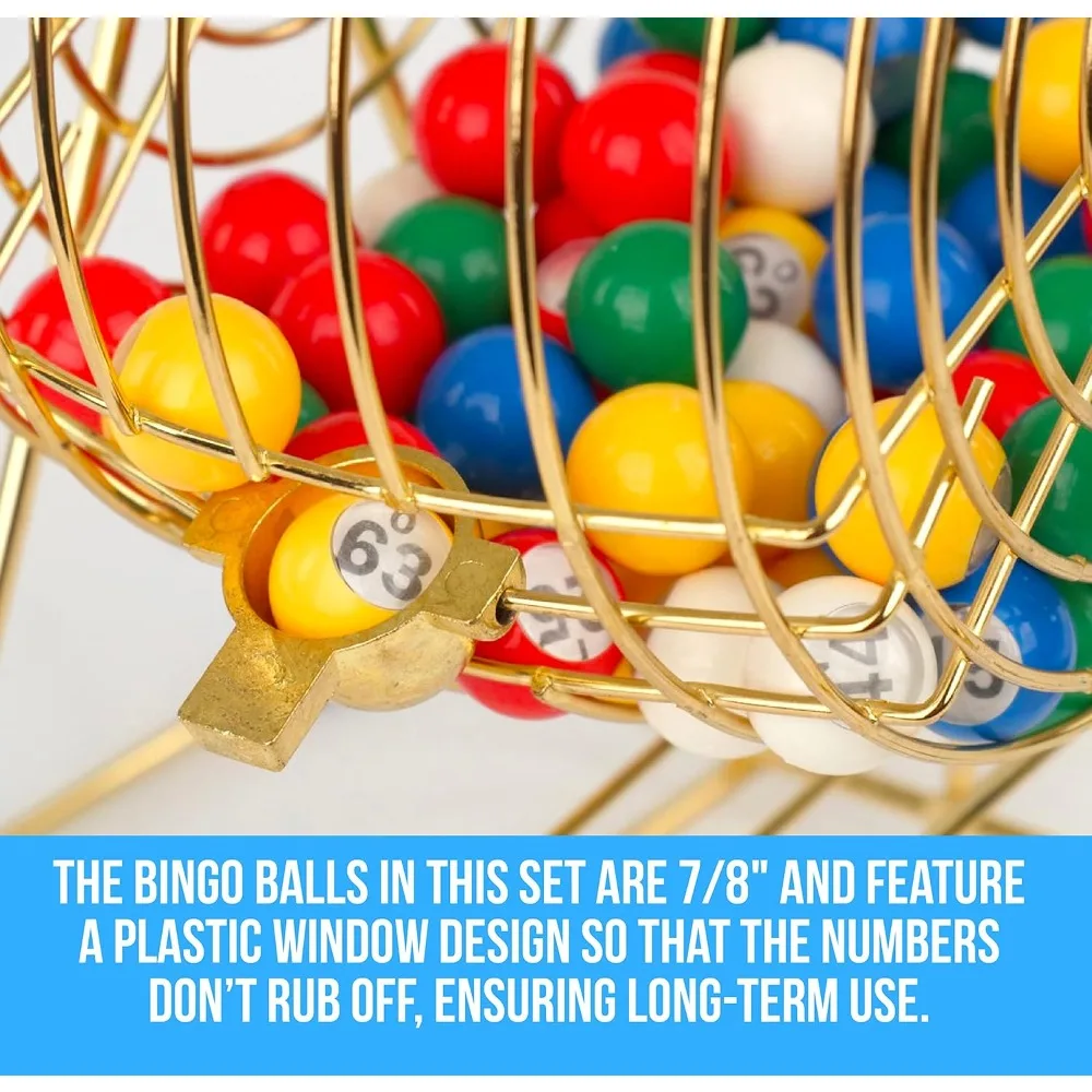 

Regal Bingo Bingo Game Set for Adults and Kids - Includes 11 Inch Gold Bingo Wheel Cage,