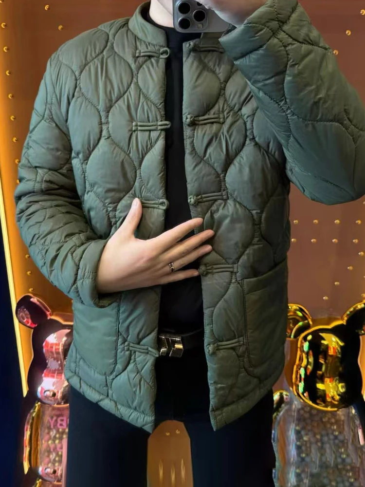

New Winter Chinese Sle Tang Suit Cotton Jaet Men's Faion Simple Casual Buttoned Retro Versatile National Sle Warm Coat