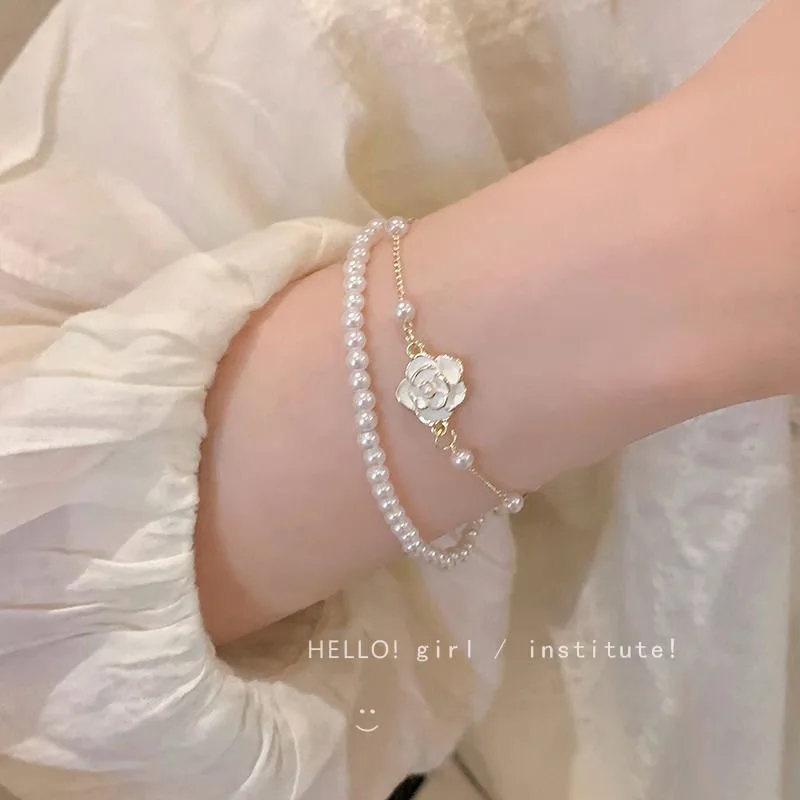 bijoux bracelet  Fashion Imitation Pearl Chain Bracelet Men Handmade Classic Figaro Chain Bracelet