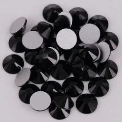 Good Quality ss3-ss50 Jet Black Flat Back Nail Art Crystals / Glue On Non Hotfix Rhinestones