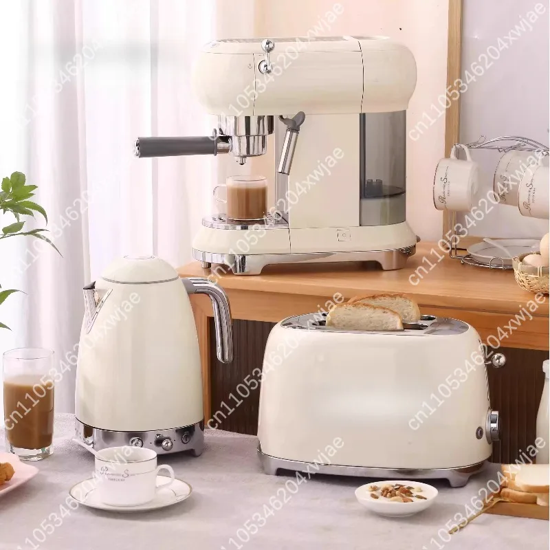 TSF01 Retro Toaster Multifunction Stainless Steel with Defrost Reheat Settings for Home Breakfast