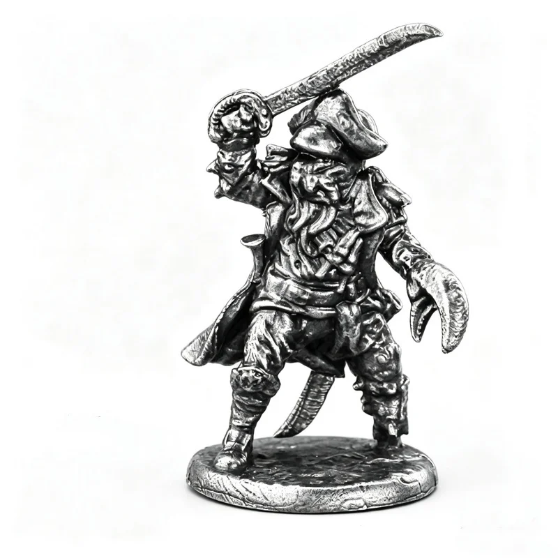 Metal Mutant Pirate Captain Miniature Figure, Tabletop Wargame Model, Solid White Copper Desktop Decor Ornament Gift