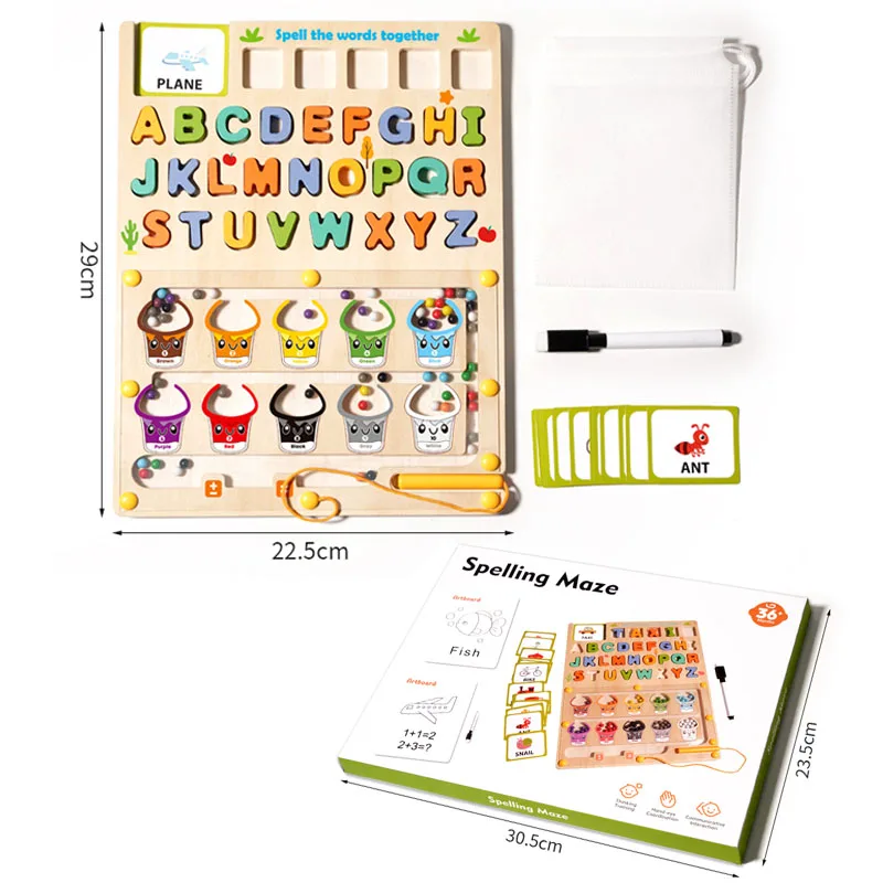 Labirinto magnetico con numeri di colore per bambini Tavolo da disegno in legno abbinato Multifunzione Montessori Gioco educativo per l'apprendimento Giocattoli Regali