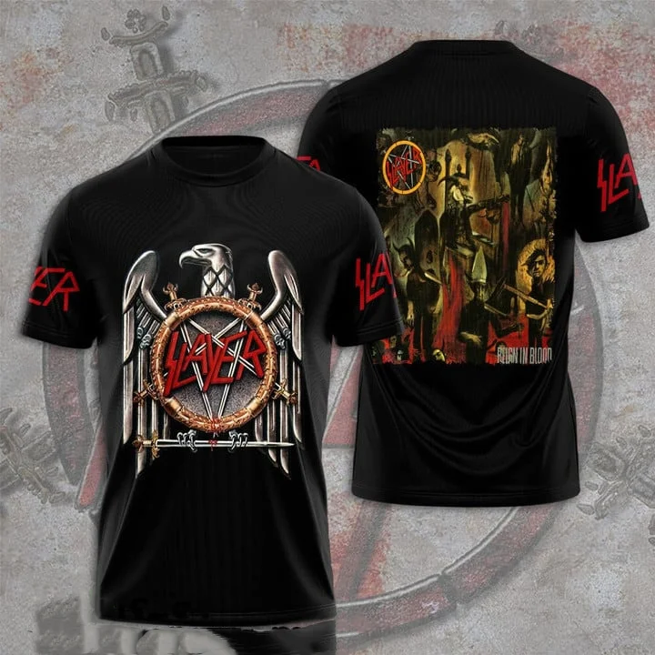 

Новинка 2025 года, футболка с 3d принтом Slayer Band для мужчин и женщин, модные топы большого размера с короткими рукавами, футболки, детская футболка, уличная одежда унисекс