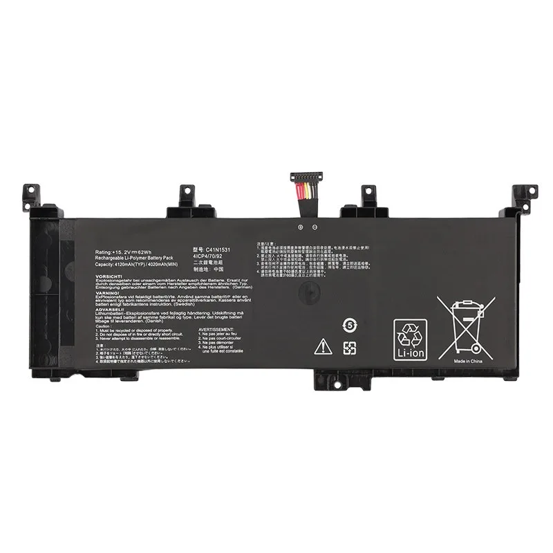C41N1531 Laptop Battery 15.2V 62Wh 4020mAh For Asus ROG GL502VS GL502VS-1A, GL502VS-1E GL502VY GL502VY-1A GL502VY-DS71