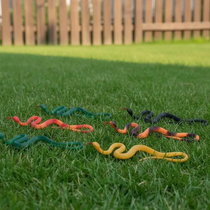 Realistische Gummi-Fake-Python-Schlange, 40 cm, lebensechte Simulations-Schlange, Schreck-Requisite für Halloween, Scherzartikel, Vogelabwehr für den Garten – Detail 10