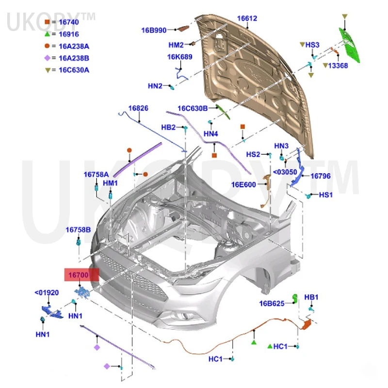 Mu-g 15 fechamento do capô, fr3z16700a fr3z16700b