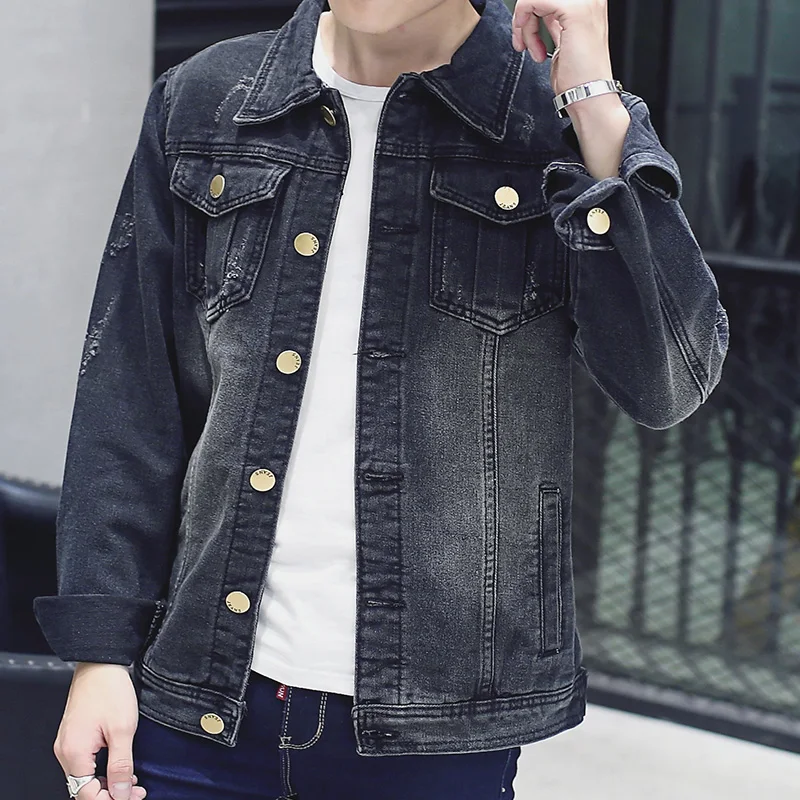 The Main Promotion of The New Spring and Autumn Explosive Denim Jacket Men's Casual All Match Individual Coat Men's Clothing