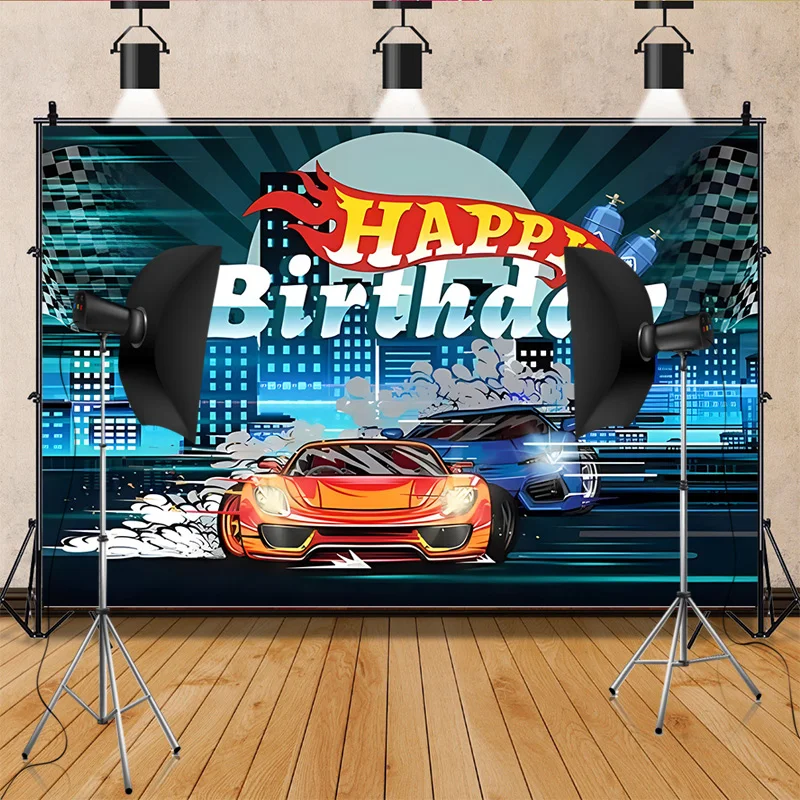 

Racing Drift Party Photography Backdrop Sports Night View City Memorial Birthday Family Gathering Photo Studio Background CC-01