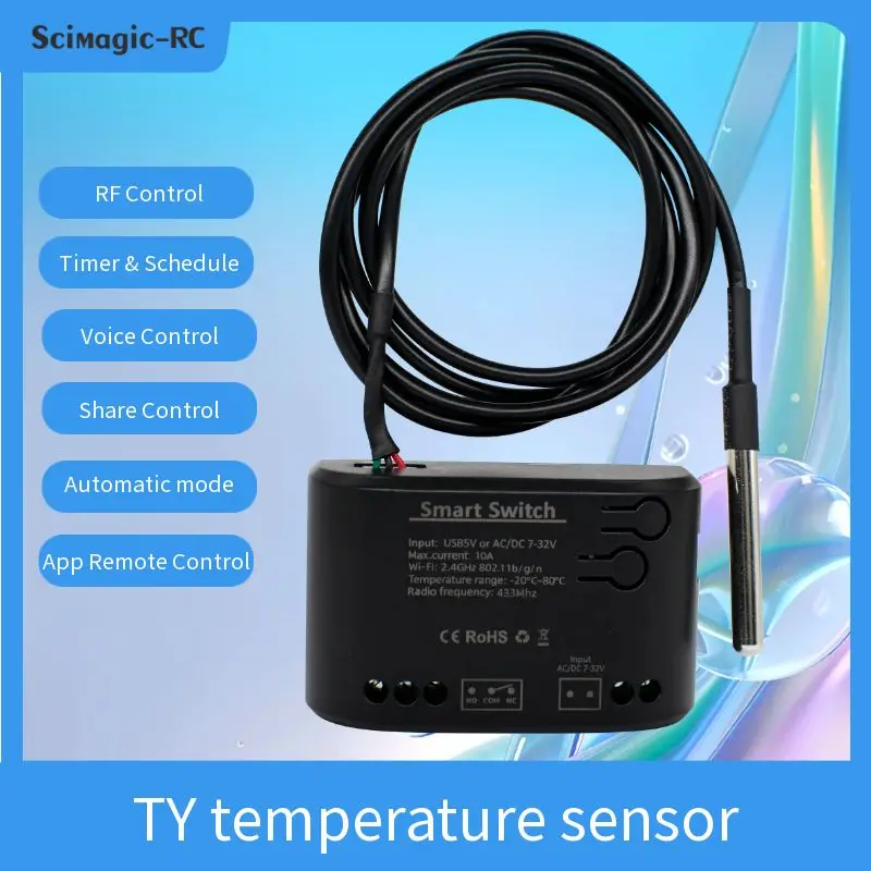 

Умный переключатель температуры Tuya 7-32 В 85-250 В, пассивный сухой контакт, Wi-Fi, термостат для мониторинга температуры, датчик, совместимый с Alexa